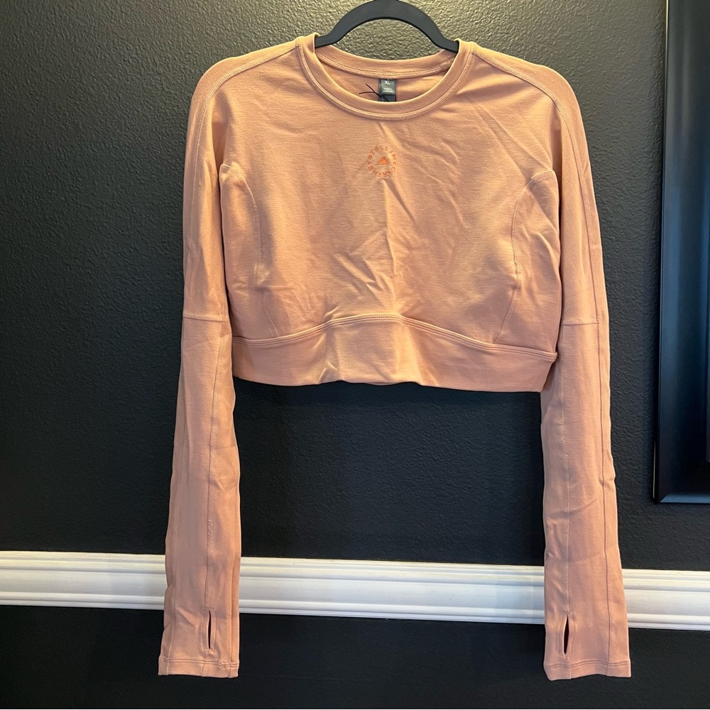 Adidas Stella McCartney Blush Crop Long Sleeve Training Open Back Sweater XL